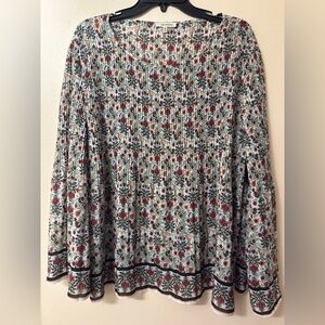 Max Studio Floral Blouse - Red, Black, White